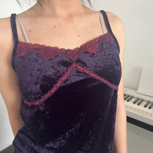 Load image into Gallery viewer, Purple Burgundy Lace Velvet Cami Top
