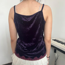 Load image into Gallery viewer, Purple Burgundy Lace Velvet Cami Top
