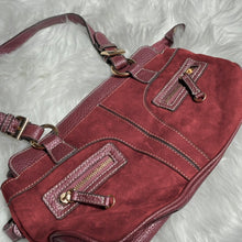 Load image into Gallery viewer, Red Suede Purple Leather Mini Shoulder Bag
