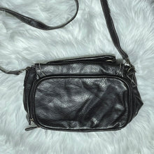 Load image into Gallery viewer, Black Leather Gold Buckle Mini Sling Bag
