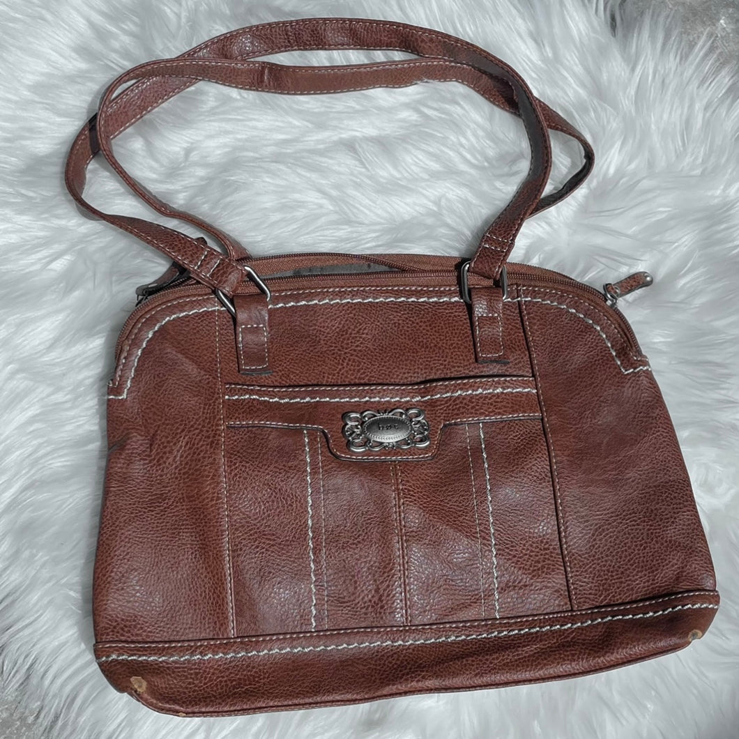 Brown-Orange White Stitch Shoulder Bag