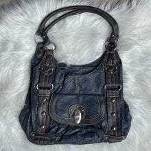 Load image into Gallery viewer, Navy Blue Crocodile Leather Tote Shoulder Bag
