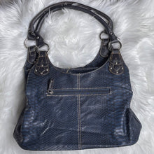 Load image into Gallery viewer, Navy Blue Crocodile Leather Tote Shoulder Bag
