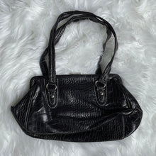 Load image into Gallery viewer, Black Leather Crocodile Shoulder Bag
