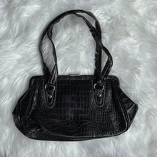 Load image into Gallery viewer, Black Leather Crocodile Shoulder Bag
