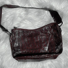 Load image into Gallery viewer, Dark Red Studded Crocodile Hand Bag
