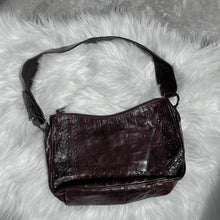 Load image into Gallery viewer, Dark Red Studded Crocodile Hand Bag
