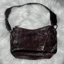 Load image into Gallery viewer, Dark Red Studded Crocodile Hand Bag
