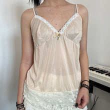 Load image into Gallery viewer, Apricot Mesh Lace Pearl Cami Top
