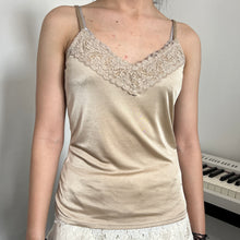 Load image into Gallery viewer, Gold Champagne Shimmery Lace Cami Top
