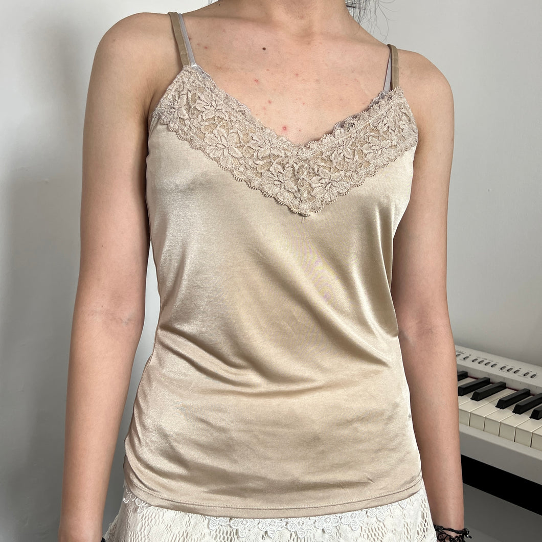 Gold Champagne Shimmery Lace Cami Top