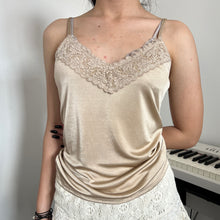 Load image into Gallery viewer, Gold Champagne Shimmery Lace Cami Top
