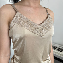 Load image into Gallery viewer, Gold Champagne Shimmery Lace Cami Top
