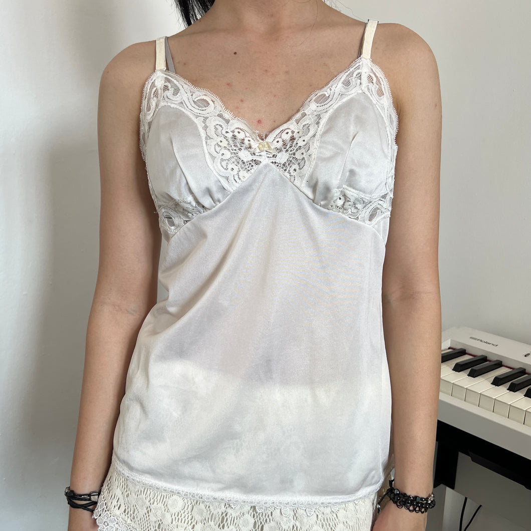 White Lace Silky Cami Top