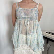 Load image into Gallery viewer, Baby Blue Mesh Asymmetrical Cami Top
