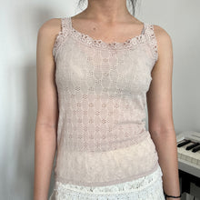 Load image into Gallery viewer, Beige Pink Floral Eyelet Lace Cami Top
