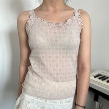 Load image into Gallery viewer, Beige Pink Floral Eyelet Lace Cami Top
