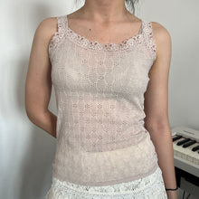 Load image into Gallery viewer, Beige Pink Floral Eyelet Lace Cami Top
