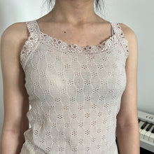 Load image into Gallery viewer, Beige Pink Floral Eyelet Lace Cami Top
