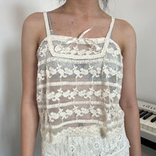 Load image into Gallery viewer, Cream Lace See Through Cami Top
