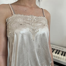 Load image into Gallery viewer, Beige Shimmery Wet Glam Hippie Lace Cami Top
