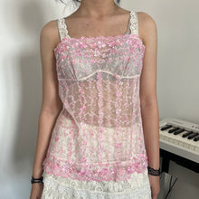 Load image into Gallery viewer, Cherry Blossom Embroidery Mesh Cami Top
