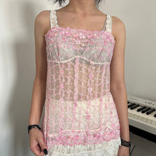 Load image into Gallery viewer, Cherry Blossom Embroidery Mesh Cami Top
