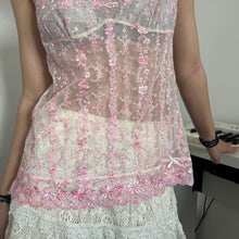 Load image into Gallery viewer, Cherry Blossom Embroidery Mesh Cami Top
