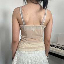 Load image into Gallery viewer, Cream Lace Opaque Faint Blue Grey Cami Top
