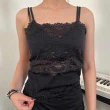 Load image into Gallery viewer, Black Opaque Lace Tube Cami Top
