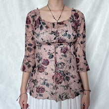 Load image into Gallery viewer, Grunge Pink Rose See-through Fairy Long Sleeve
