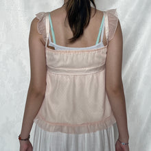 Load image into Gallery viewer, Pink Polka Dot Mesh Side Bow Ruffles Sleeveless Top
