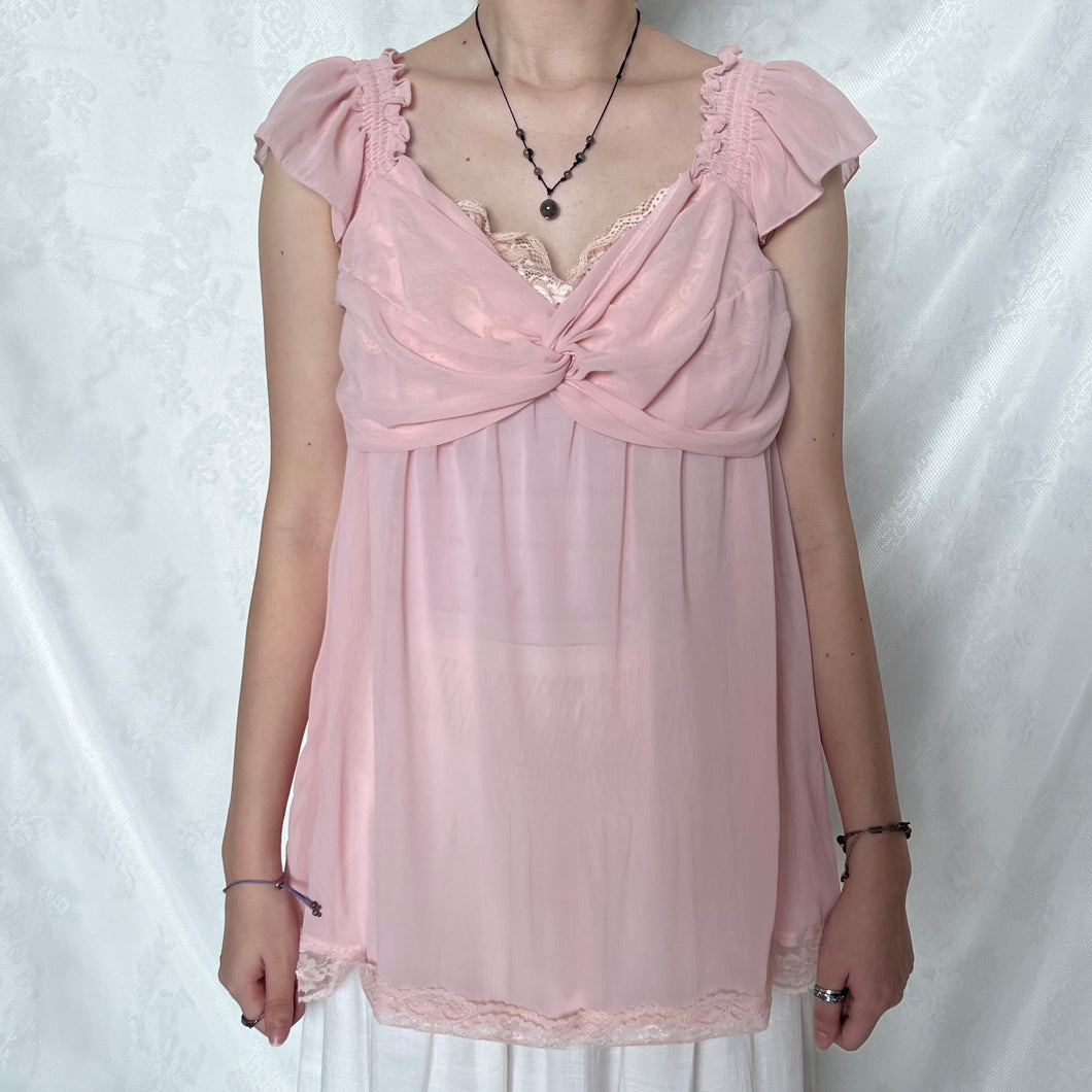 Baby Pink Mesh Lace Chest Princess Top (L)