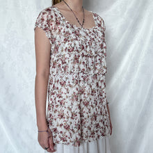 Load image into Gallery viewer, Pink Orange Flowers Milkmaid Tiered Chest Long Top
