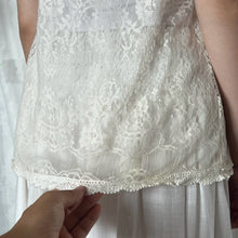 Load image into Gallery viewer, Cream Lace Ruffles Shoulder Cute Flower Pin Top
