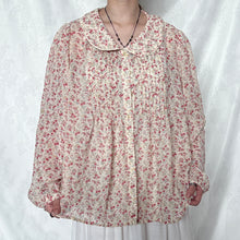 Load image into Gallery viewer, Baby Pink Floral Spring Alice Collar Button Long Sleeve Top
