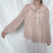 Load image into Gallery viewer, Baby Pink Floral Spring Alice Collar Button Long Sleeve Top
