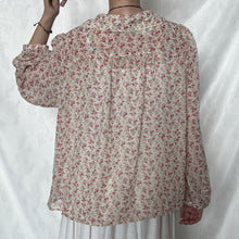 Load image into Gallery viewer, Baby Pink Floral Spring Alice Collar Button Long Sleeve Top
