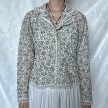 Load image into Gallery viewer, Grey Floral Victorian Cream Lace Outerwear
