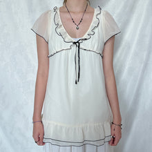 Load image into Gallery viewer, Cream Mesh Black Outline Ribbon Victorian Top
