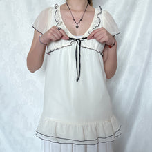 Load image into Gallery viewer, Cream Mesh Black Outline Ribbon Victorian Top
