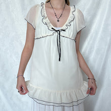 Load image into Gallery viewer, Cream Mesh Black Outline Ribbon Victorian Top
