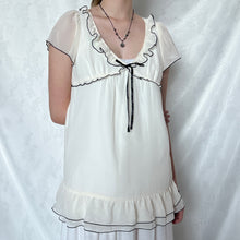 Load image into Gallery viewer, Cream Mesh Black Outline Ribbon Victorian Top
