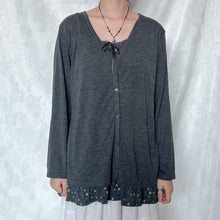 Load image into Gallery viewer, Grey Butterfly Fake Cotton Cardigan Long Sleeve Top
