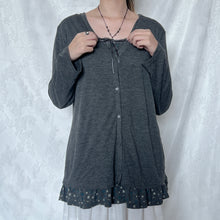 Load image into Gallery viewer, Grey Butterfly Fake Cotton Cardigan Long Sleeve Top
