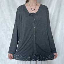 Load image into Gallery viewer, Grey Butterfly Fake Cotton Cardigan Long Sleeve Top
