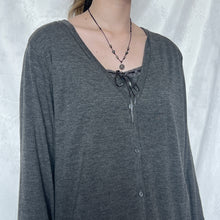 Load image into Gallery viewer, Grey Butterfly Fake Cotton Cardigan Long Sleeve Top
