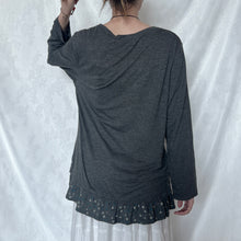 Load image into Gallery viewer, Grey Butterfly Fake Cotton Cardigan Long Sleeve Top
