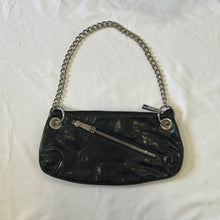 Load image into Gallery viewer, Black Patent Leather Zipper Silver Chain Handbag
