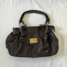 Load image into Gallery viewer, Brown Faux Leather Silver Gold Chain Handbag
